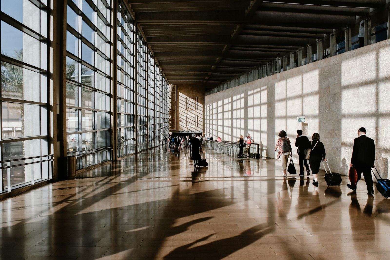 Travellers in an airport terminal